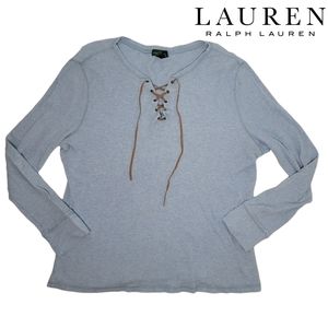 Lauren Ralph lauren long john blue shirt with leather lace up front size XL.
